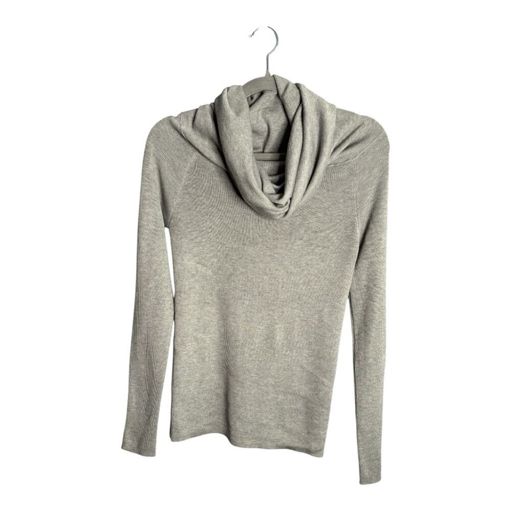 Miou Muse Gray Ribbed Cowl Neck Long Sleeve Sweater Small